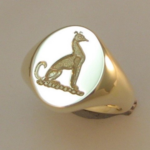 Wippet dog crest engraved signet ring