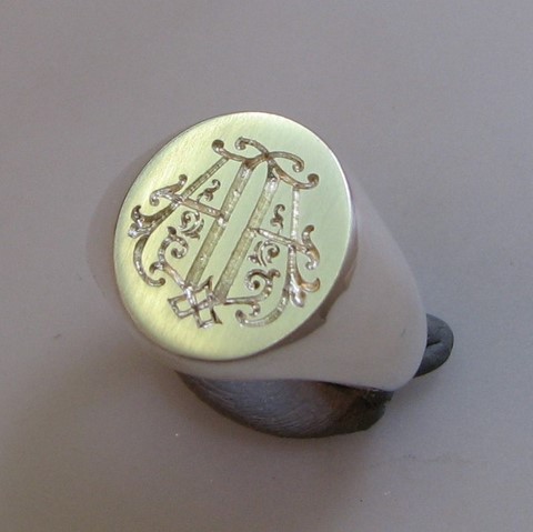 Initials bespoke seal engraved silver signet ring