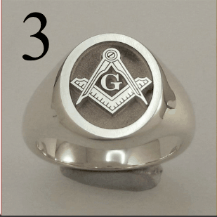 Deep relief engraved masonic signet ring